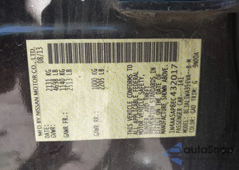 2014 Nissan Maxima 3.5 Sv from USA, damaged, VIN 1N4AA5AP8EC432017